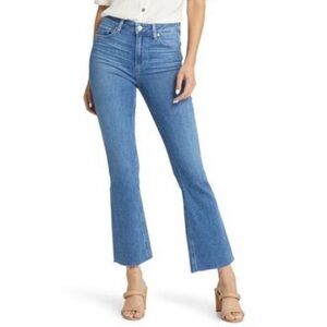 Anthropologie PAIGE Claudine High Rise Raw Hem Crop Flare Jeans in Lover 29 8